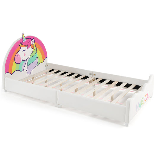 Twin Size Unicorn Platform Bed Frame For Kids