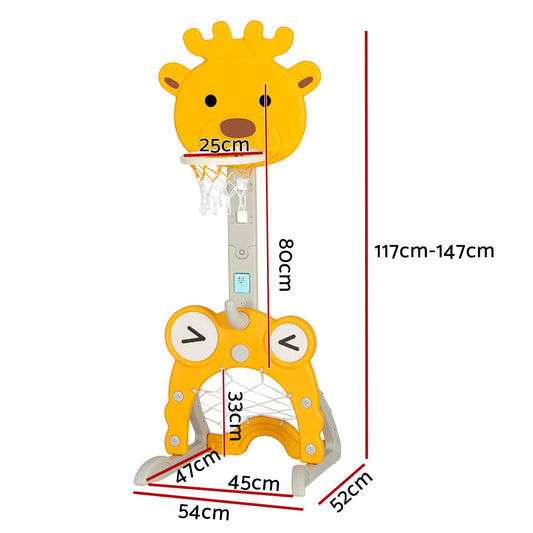 Keezi Kids Adjustable Basketball Hoop Stand - Yellow