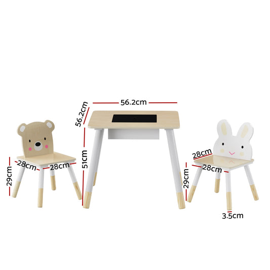 Keezi 3 Piece Kids Table and Chairs Set - Square