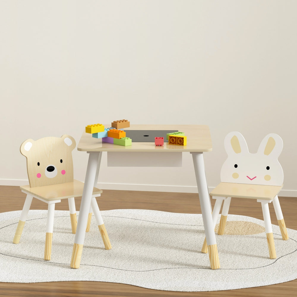 Keezi 3 Piece Kids Table and Chairs Set - Square