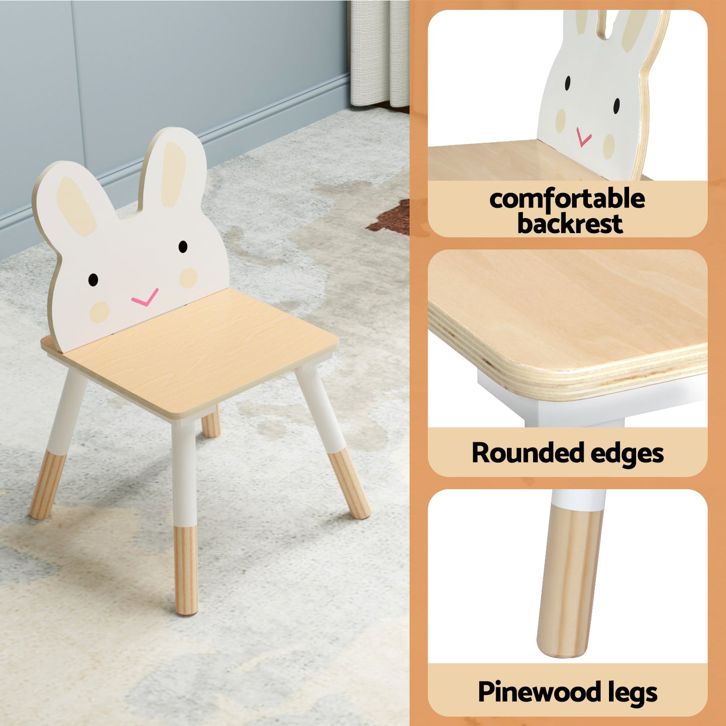 Keezi 3 Piece Kids Table and Chairs Set - Square