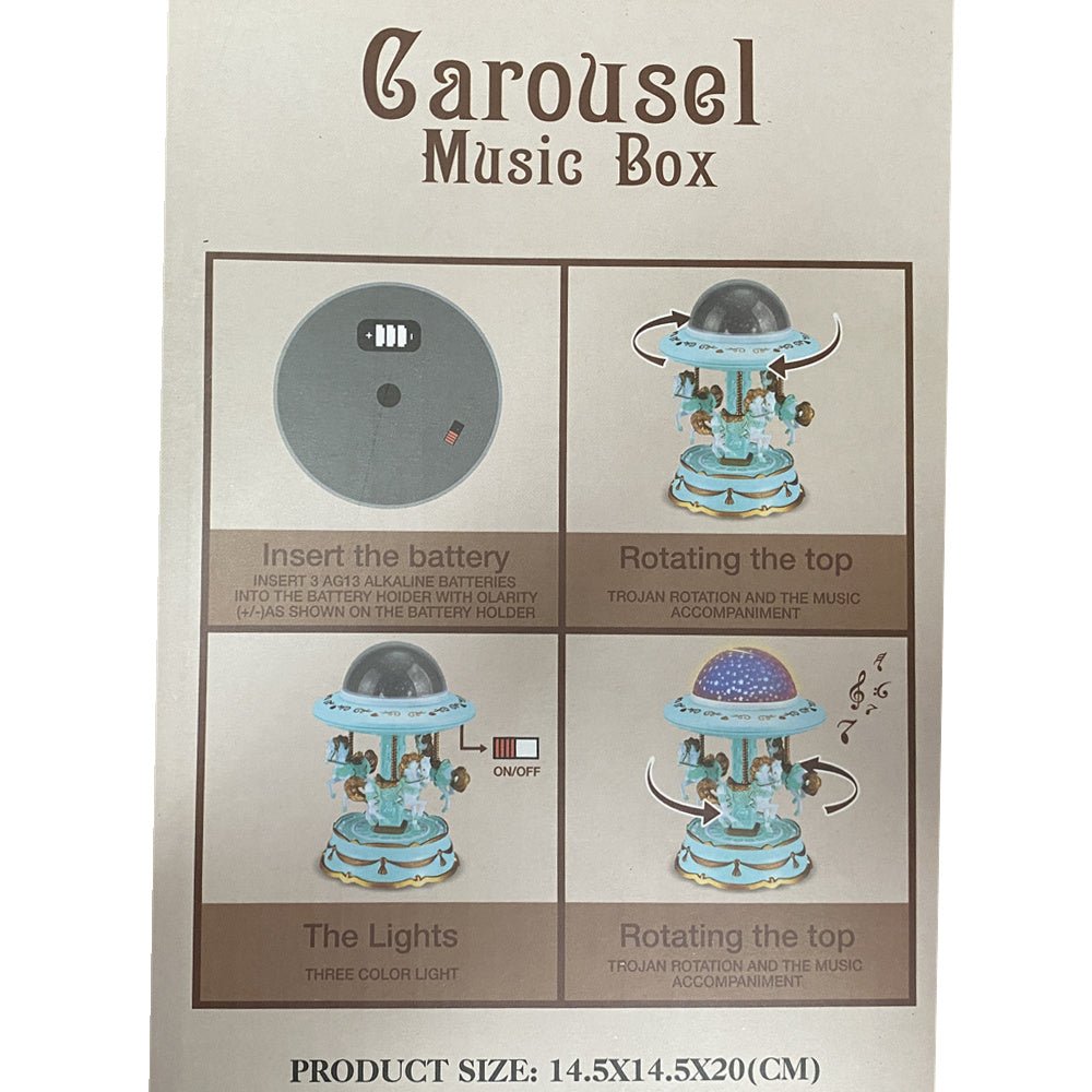 Kids Carousel Music Box - Blue