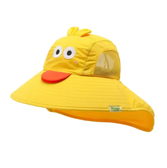 Kids wide brim hat with neck flap for girls