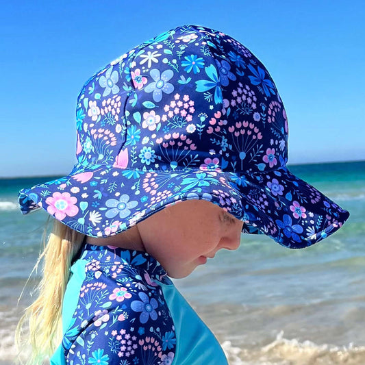 sun-safe wide brim swim hat for girls