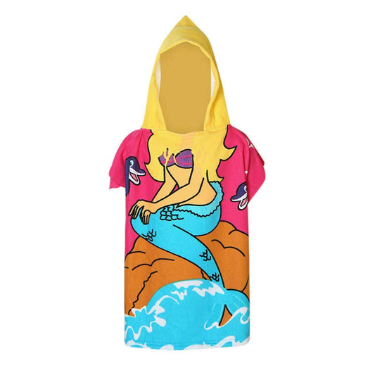 kids hooded beach bath pocho towel mermaid