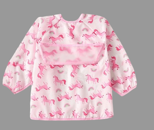 Girls Pink Long sleeve feeding smock bibs