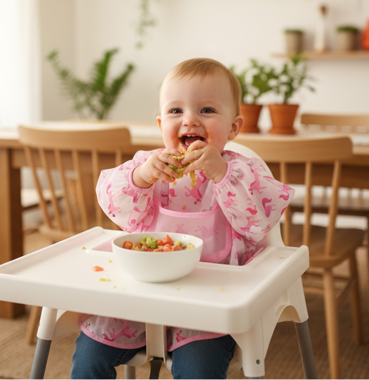 Girls Pink Long sleeve feeding smock bibs