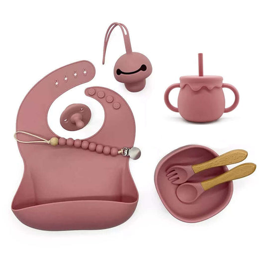 baby silicone feeding set pink
