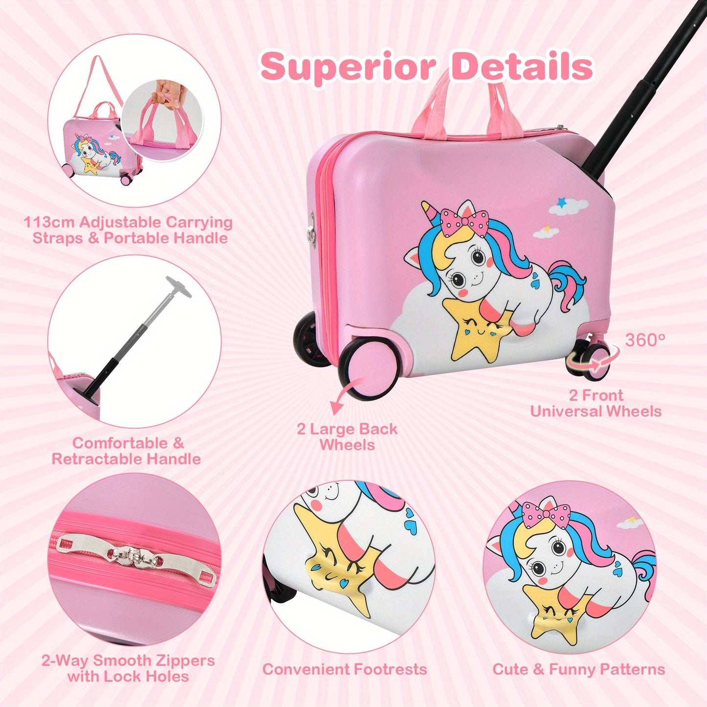 Durable kids ride-on luggage with wheels Australia