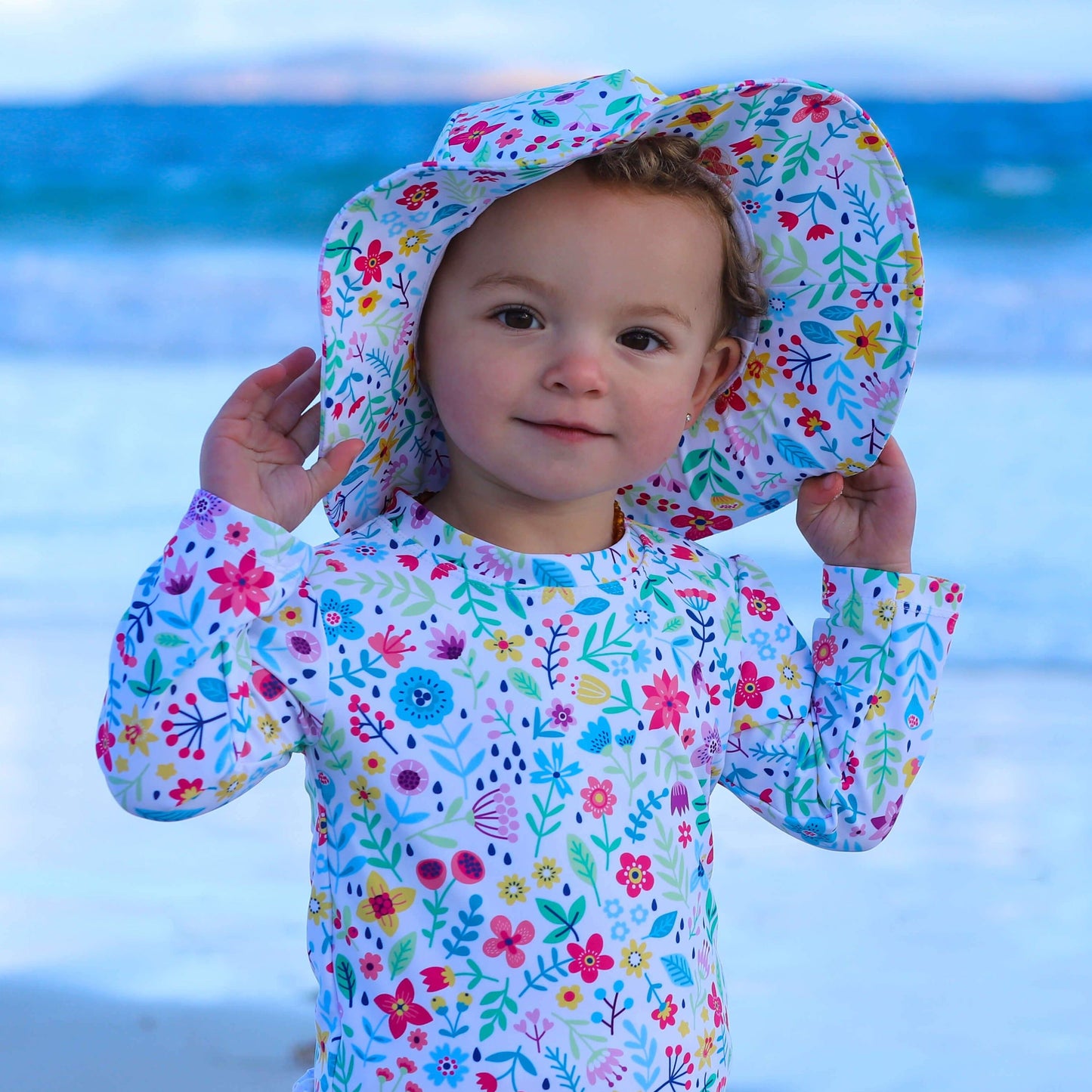 Baby girl swimsuit with snaps