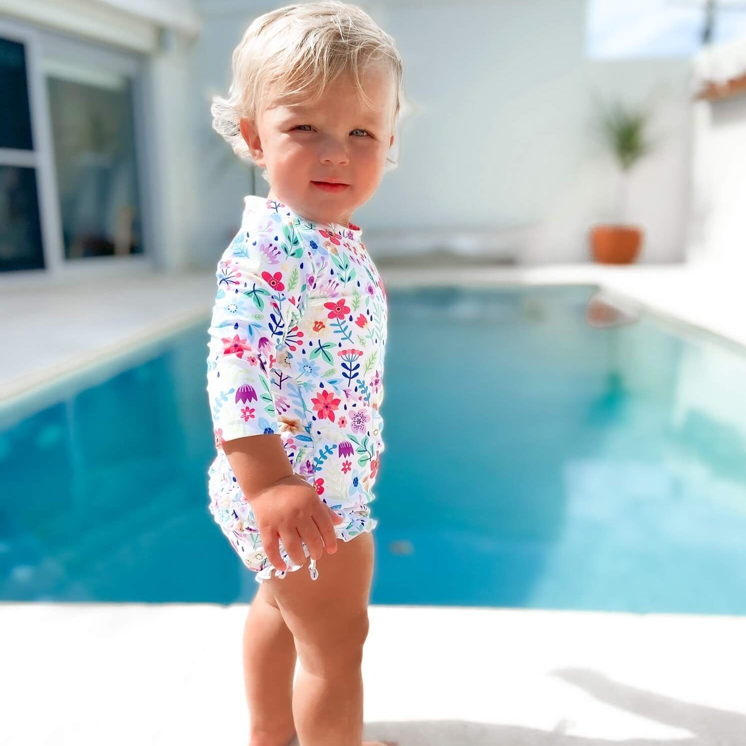 Baby girl swimsuit with snaps