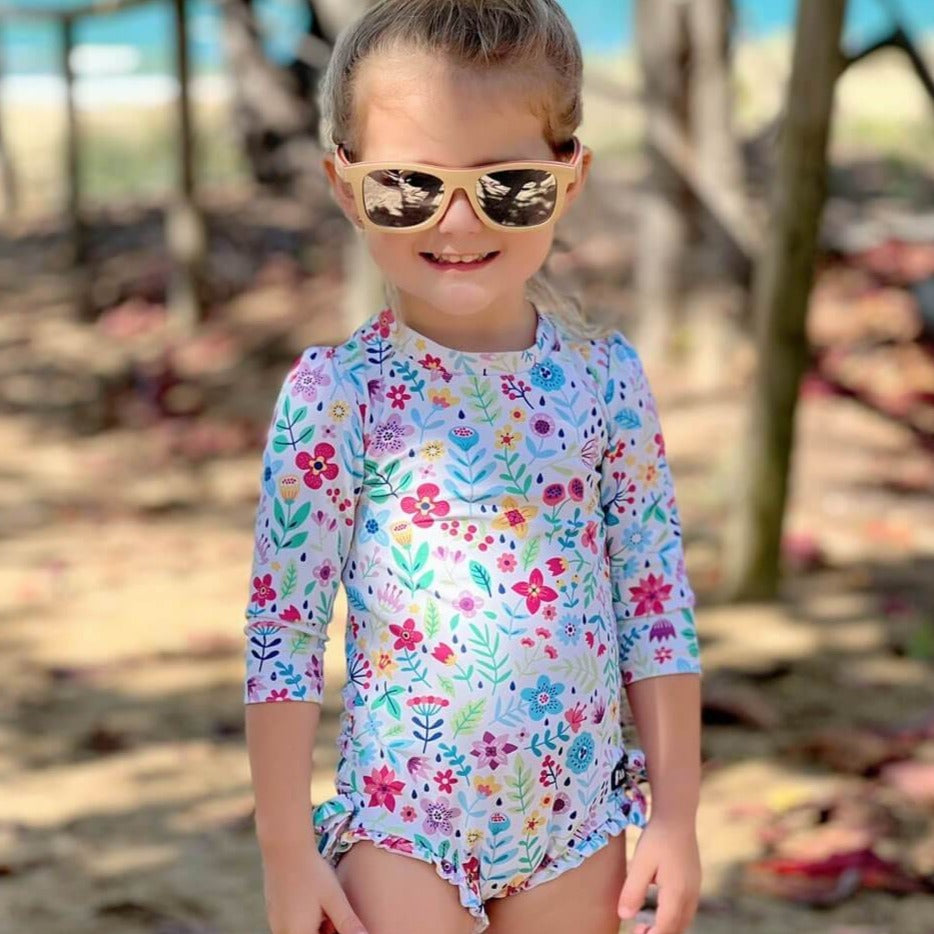 Baby girl swimsuit with snaps