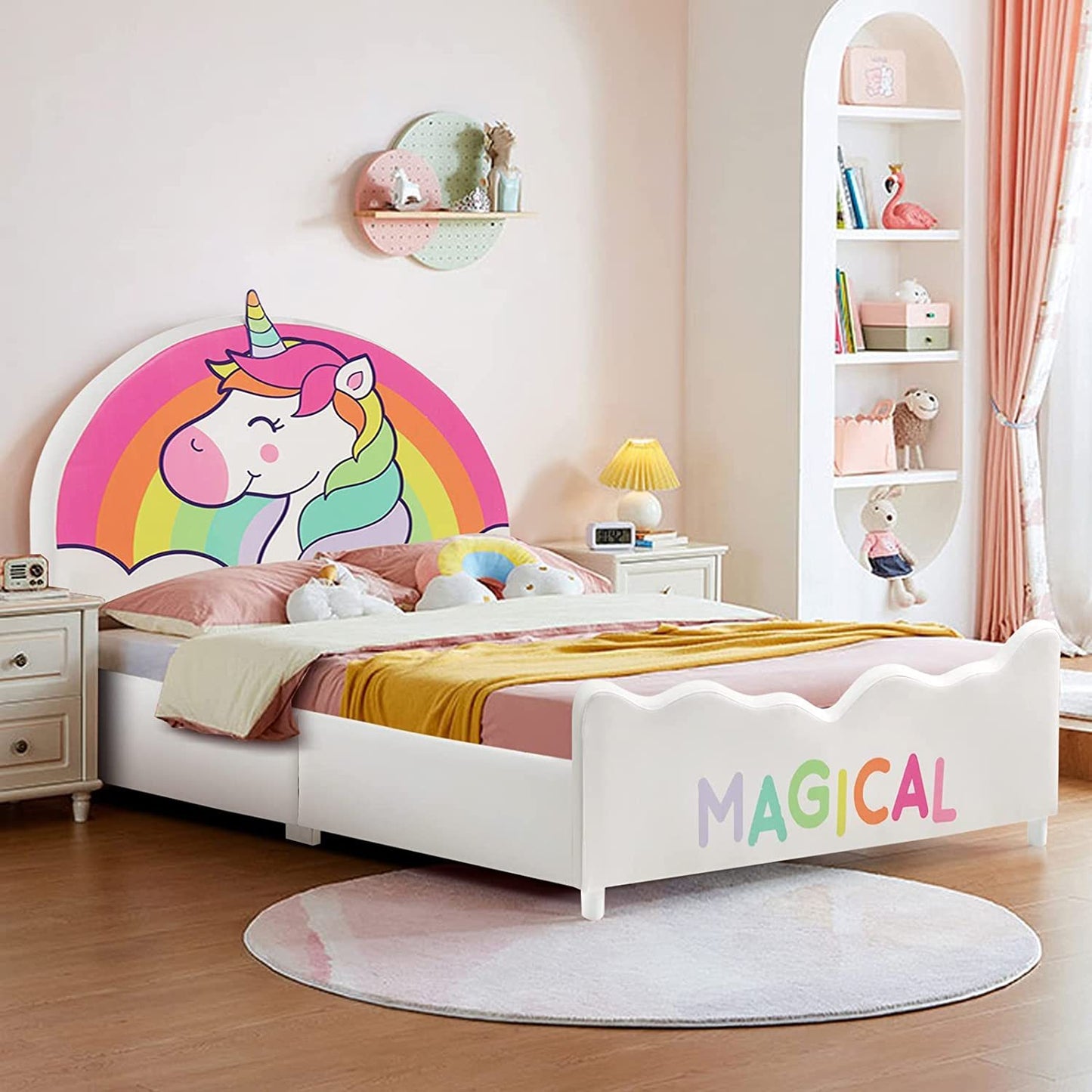 Twin Size Unicorn Platform Bed Frame For Kids