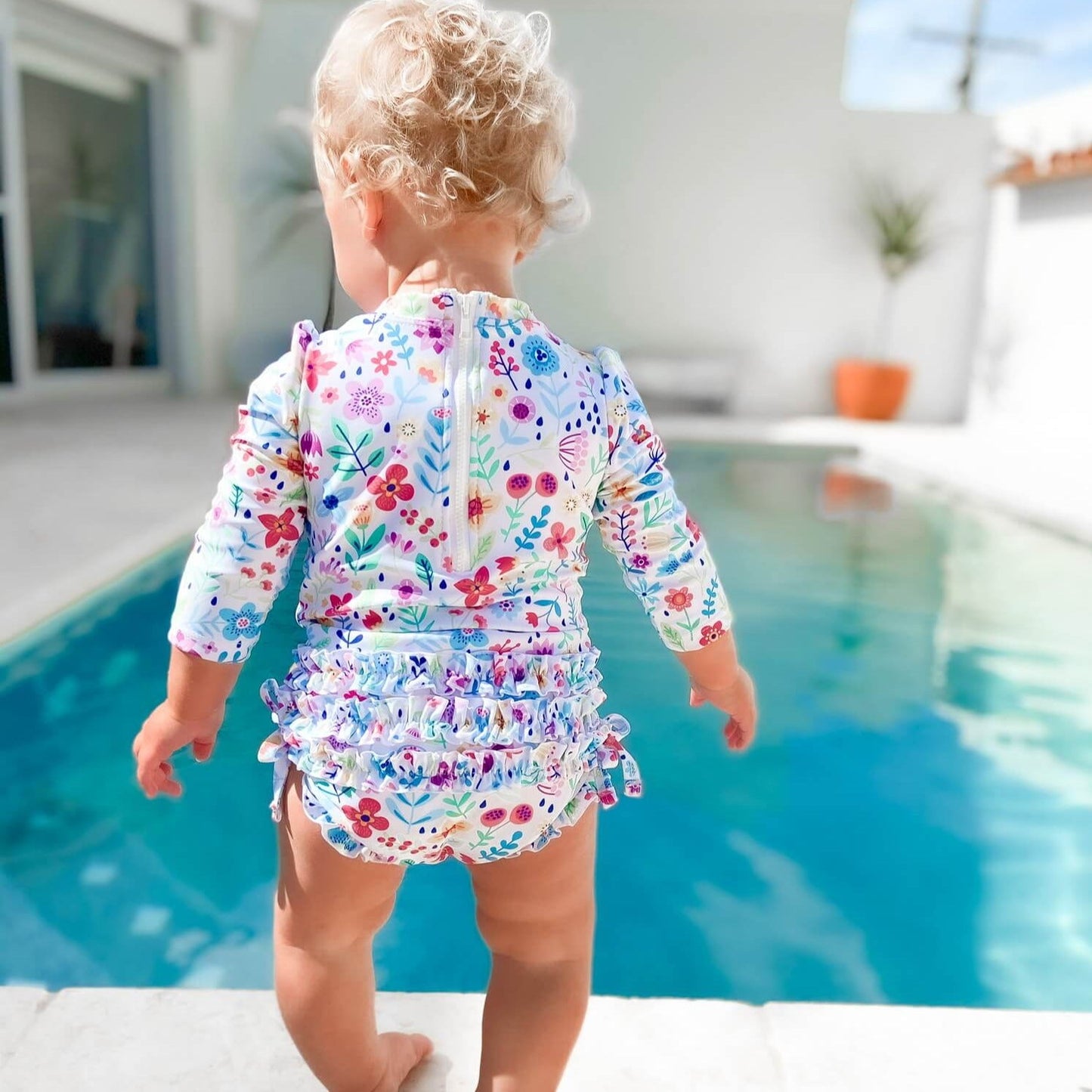 Baby girl swimsuit with snaps