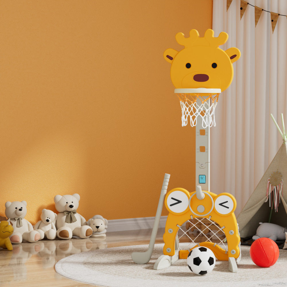 Keezi Kids Adjustable Basketball Hoop Stand - Yellow