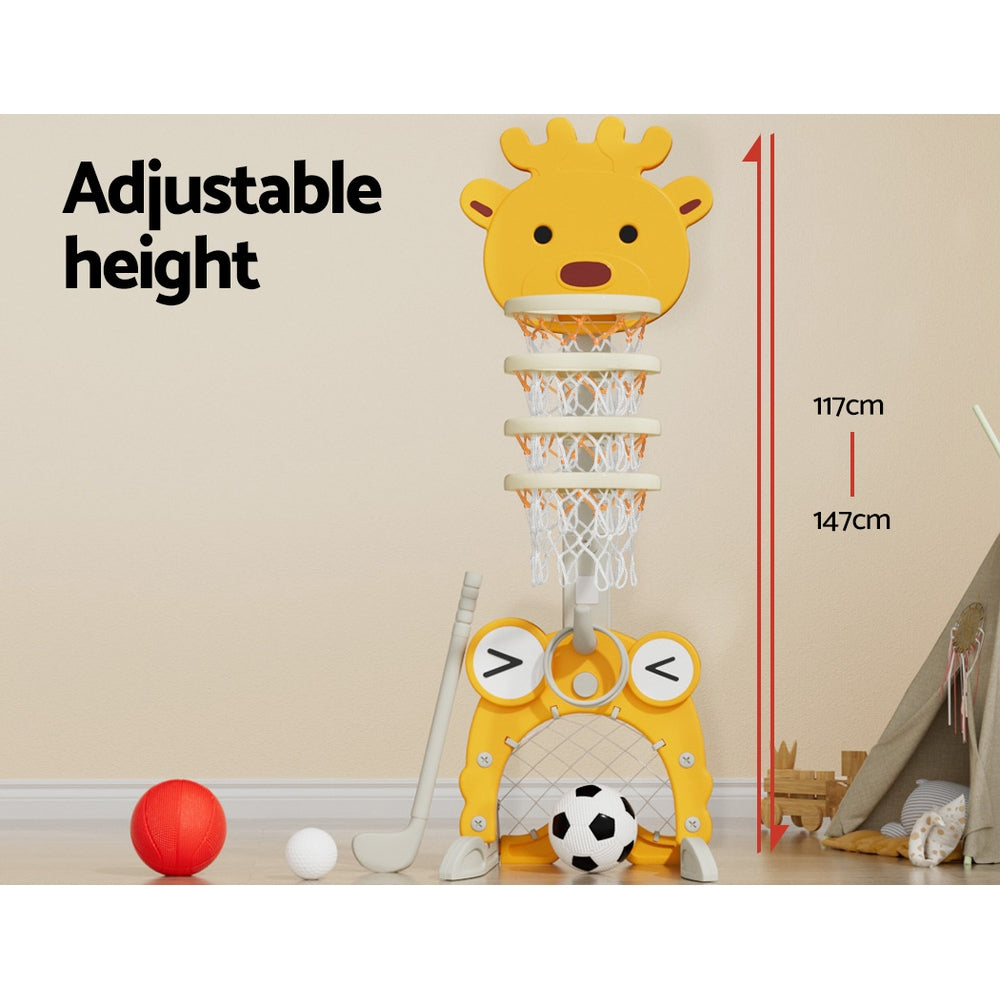Keezi Kids Adjustable Basketball Hoop Stand - Yellow
