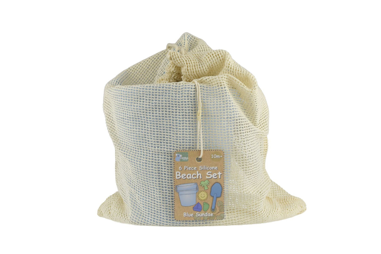 6PC SILICONE BEACH SAND PLAY BUCKET SET - BLUE