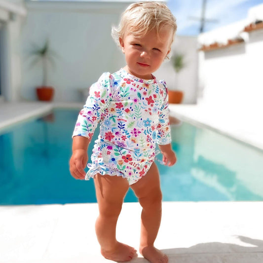 Baby girl swimsuit with snaps