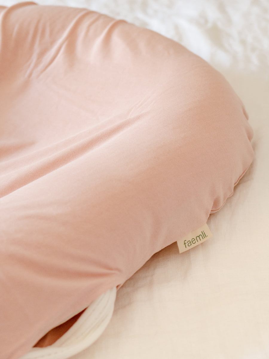 Portable baby lounger bed cushion pink cover