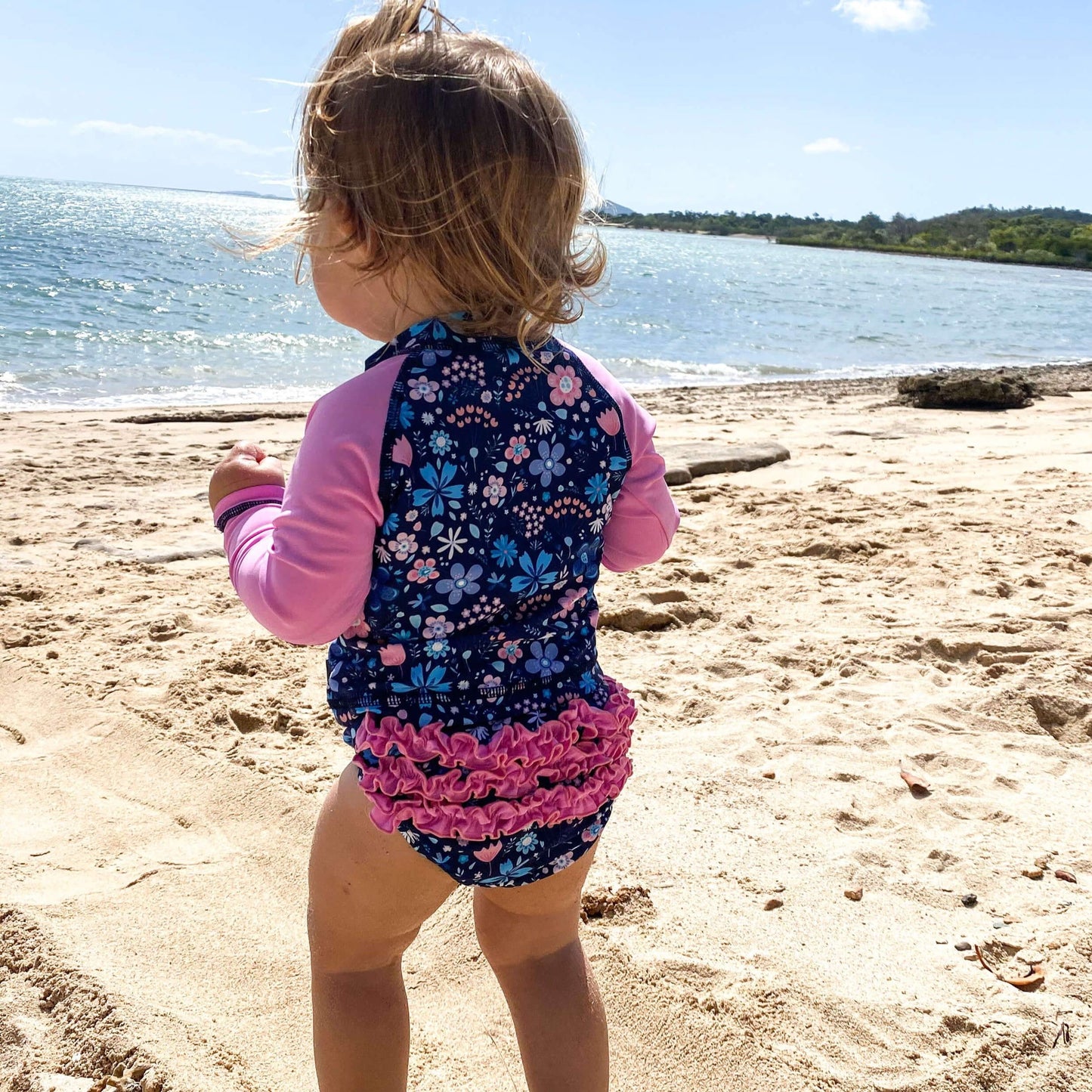 Ruffles ‘n’ rashie Kids swimwear SPF 50+| Flower Power