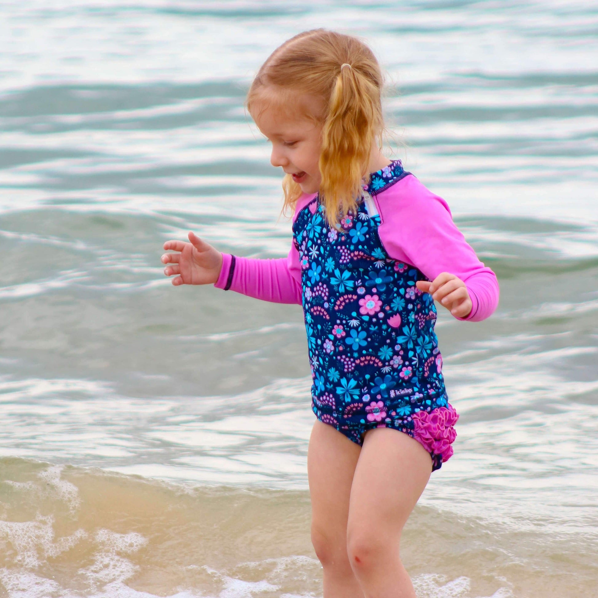 Ruffles ‘n’ rashie Kids swimwear SPF 50+| Flower Power