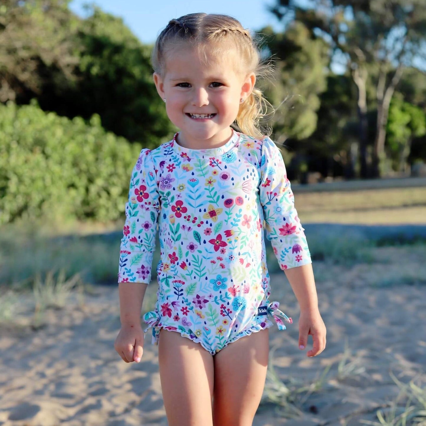 Baby girl swimsuit with snaps