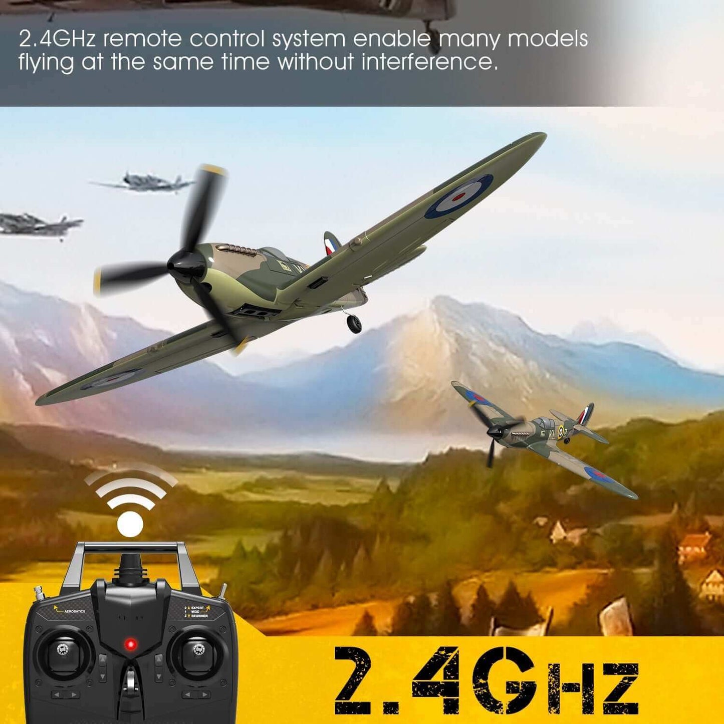 WW2 Spitfire RC plane with 2.4GHz controller