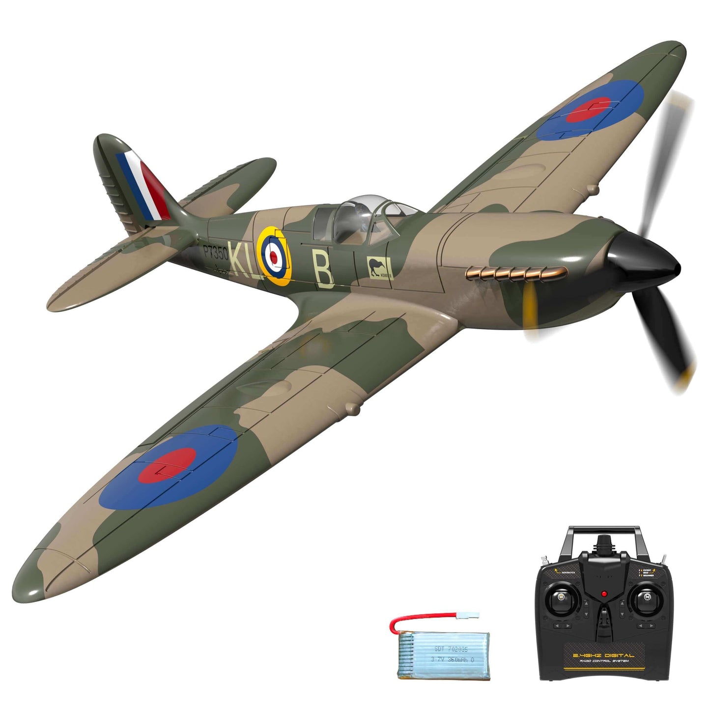 RC Spitfire fighter plane with gyro stabilizer