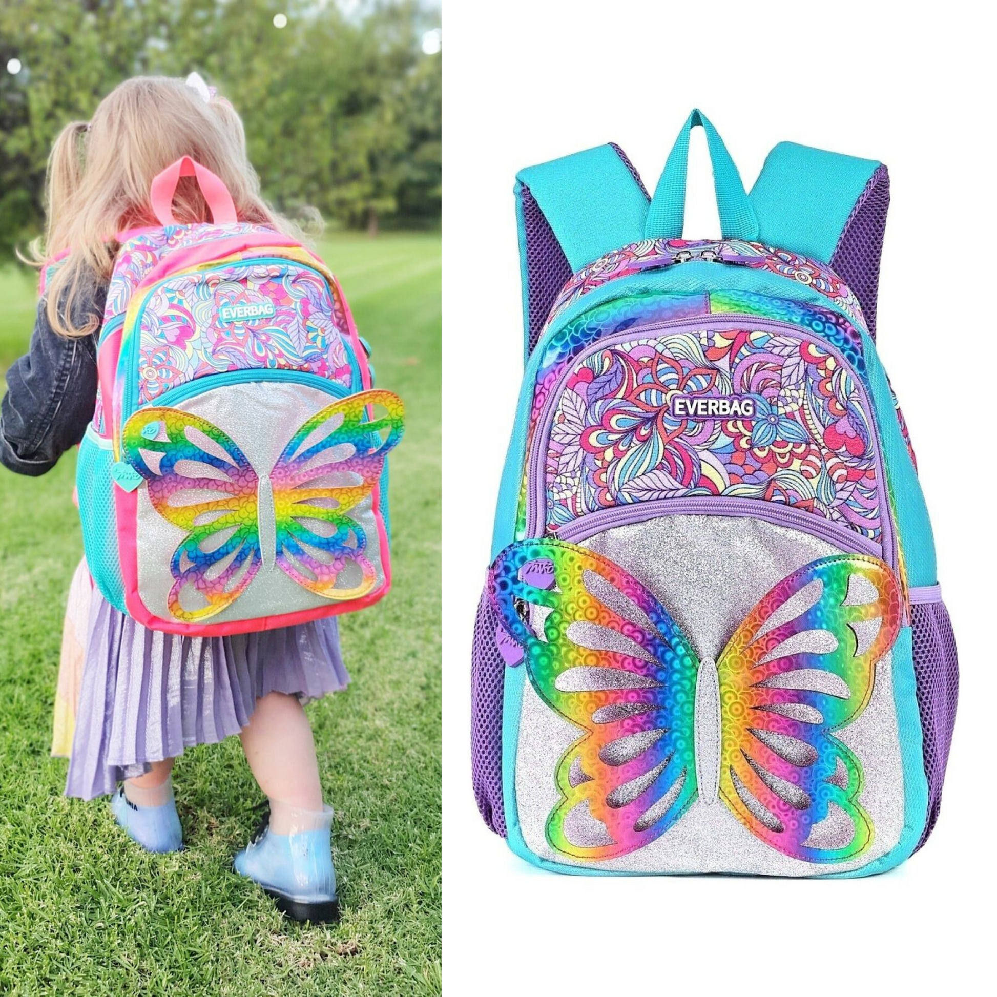 Preschool Backpack for Girls Blue 3D Butterfly – Cudodi