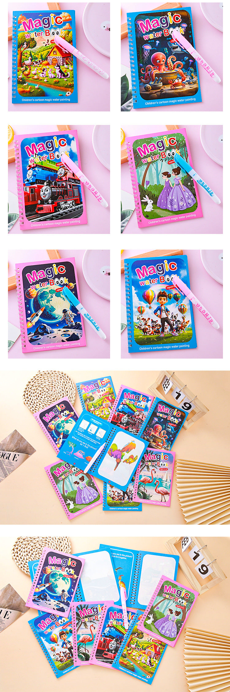 2 PCS Magic Water Colouring Book