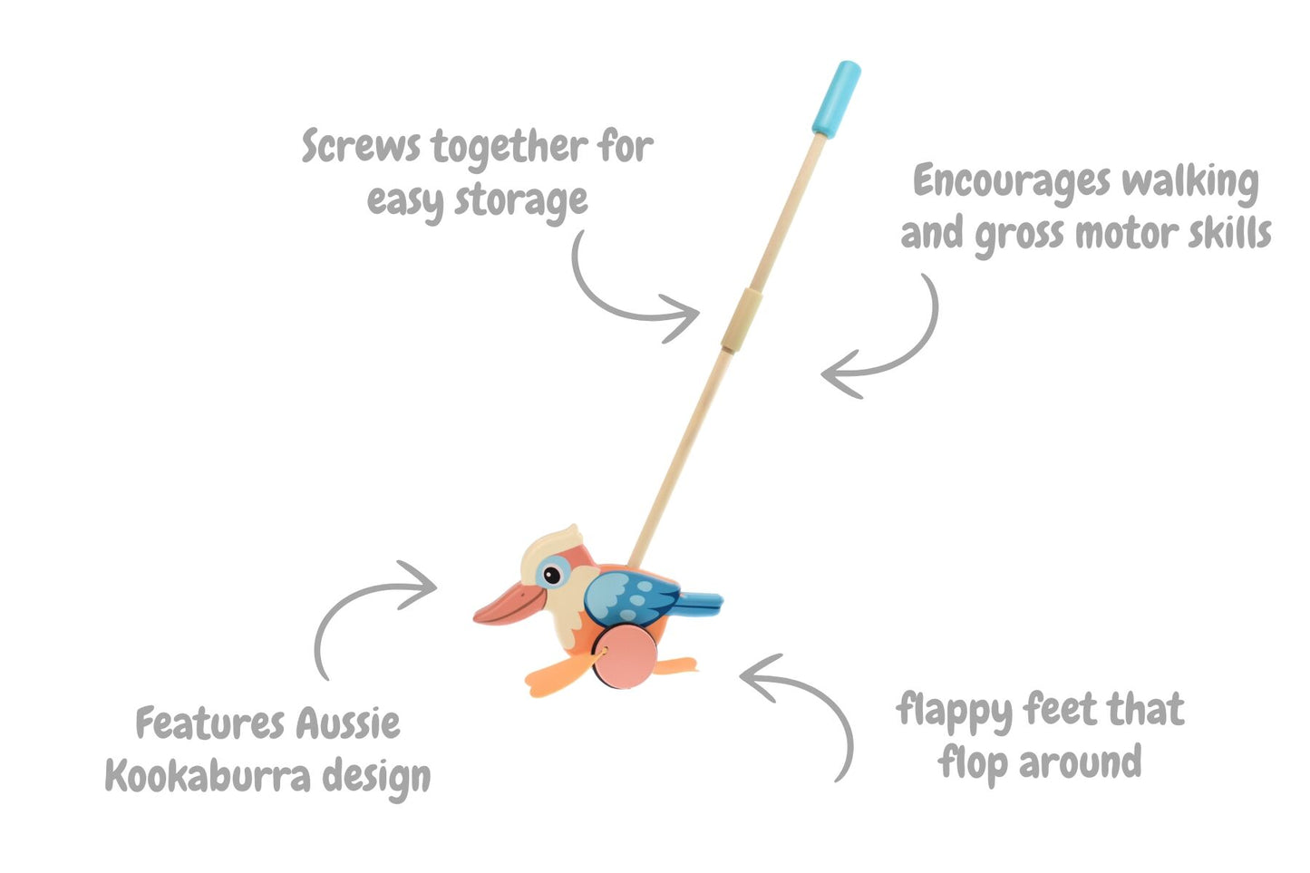 Push Along Kookaburra Toddler Toy