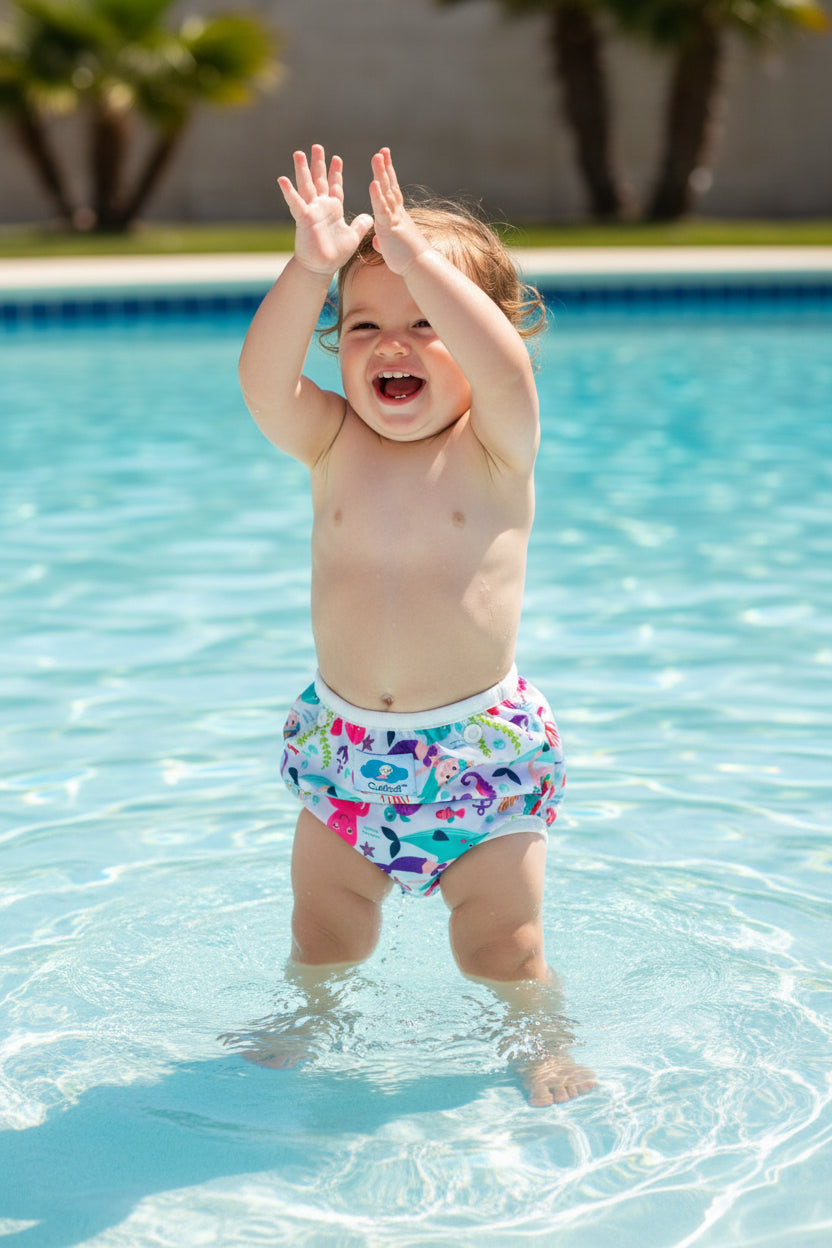 Reusable washable nappy pant for swimming mermaid 