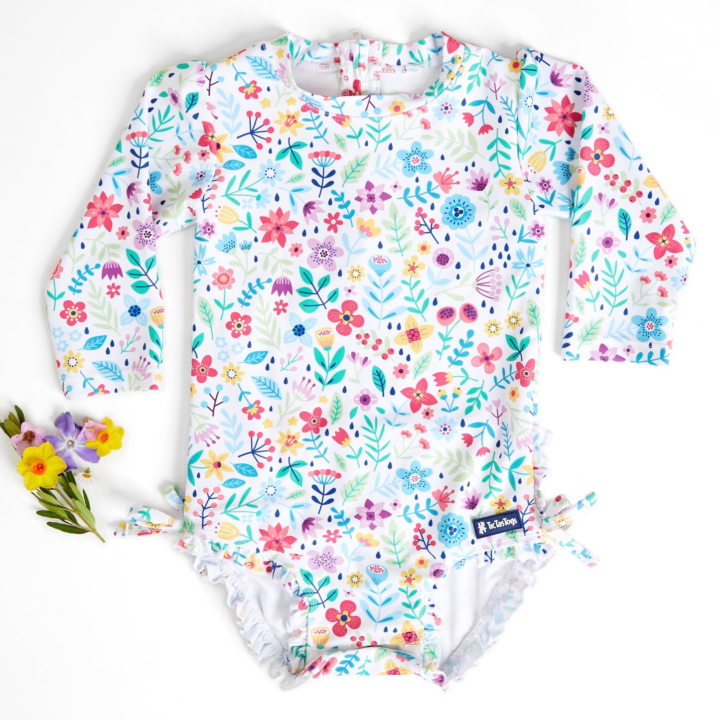 Baby girl swimsuit with snaps