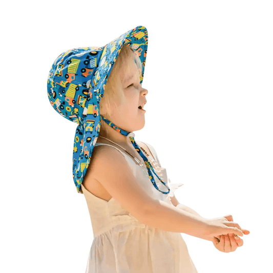 Kids Girls Wide Brim hat with long neck flap