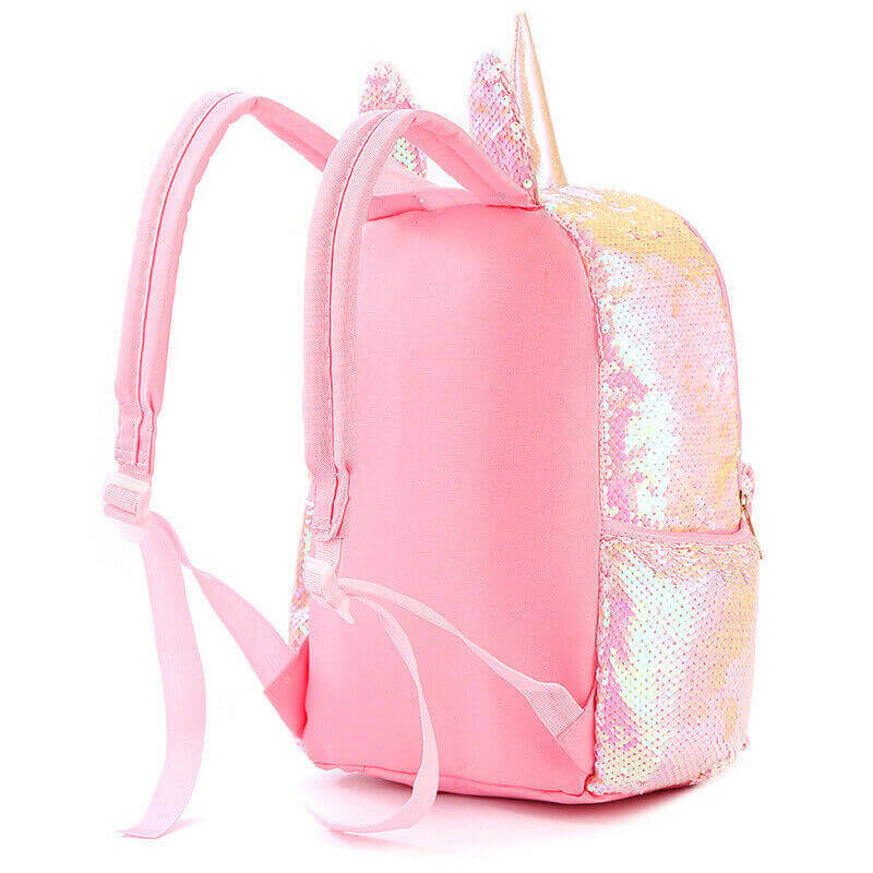 Kids cute unicorn sequin pink backpack and school bag for girls