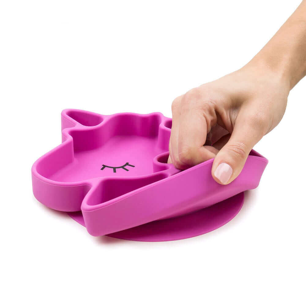 Pink Silicone Suction plate with sections